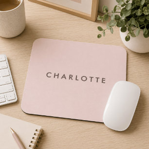 Tapis de souris personnalisé avec nom Blush Modern