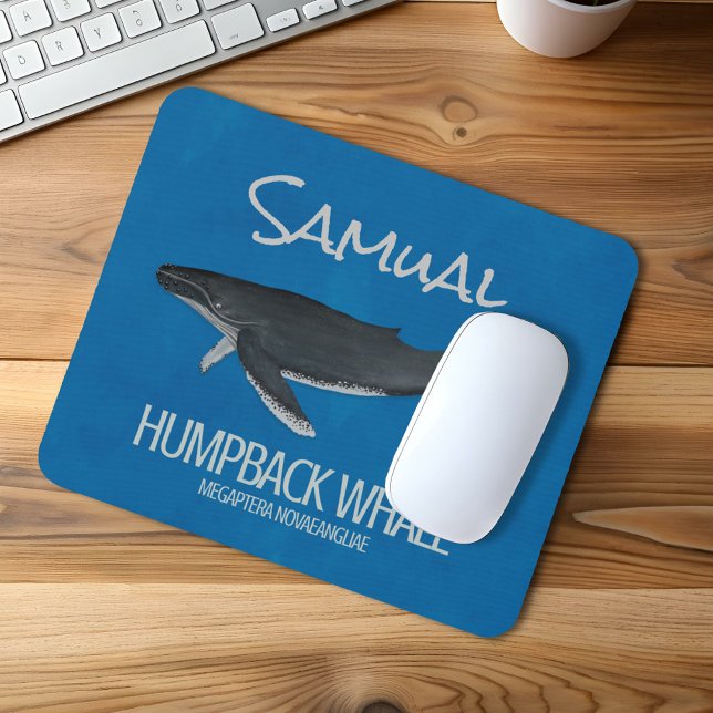 Tapis De Souris Personnalisé Baleine océanique (Simple Ocean Nautical humpback whale mousepad)
