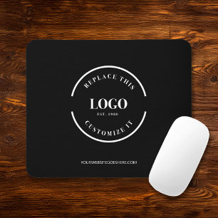 Tapis De Souris Personnalisé blanc logo site web simple noir