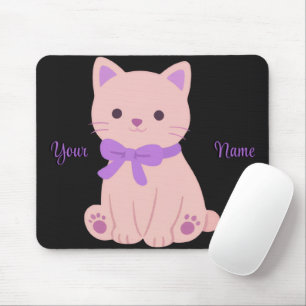 Tapis de souris personnalisé chat assis Kawaii vio