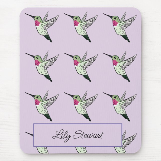 Tapis de souris personnalisé colibri lavande (Devant)