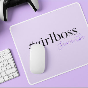Tapis De Souris Personnalisé #GirlBoss Nom moderne violet