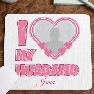 Tapis De Souris Personnalisé I Love My Husband - Ajouter Photo & N