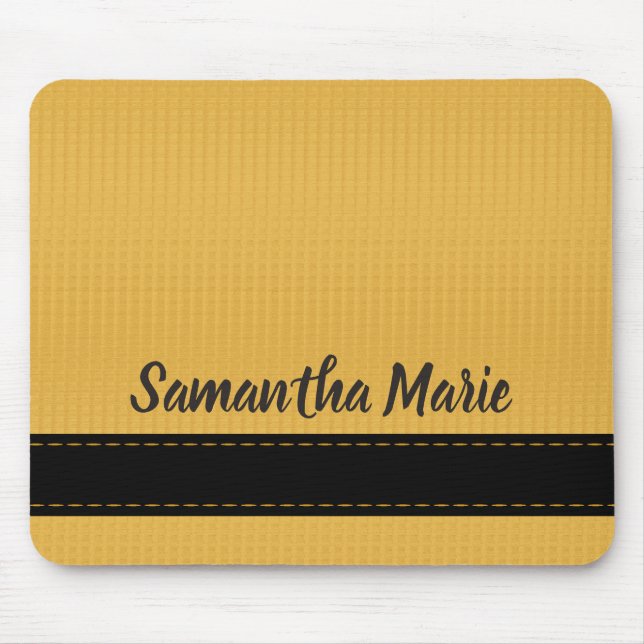 Tapis de souris personnalisé jaune moutarde et noi (Devant)