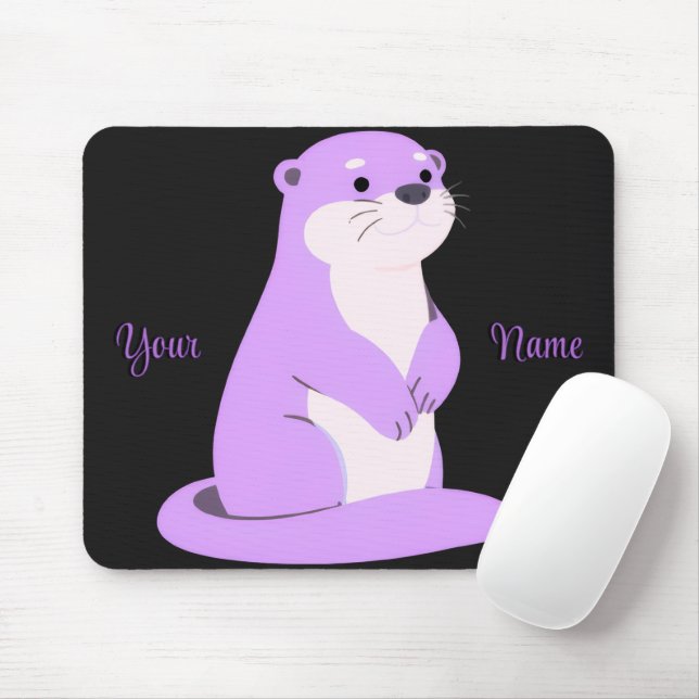 Tapis de souris personnalisé loutre assise Kawaii  (Avec souris)