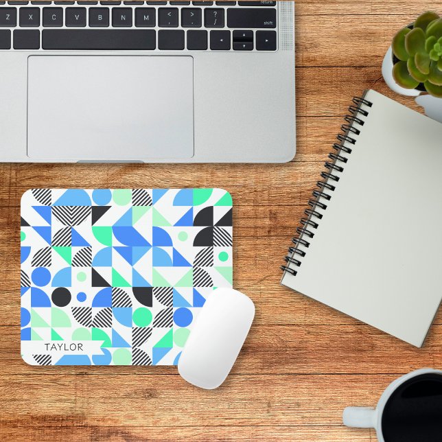 Tapis De Souris Personnalisé Moderne Monnaie Bleue Géométrique (Créateur téléchargé)