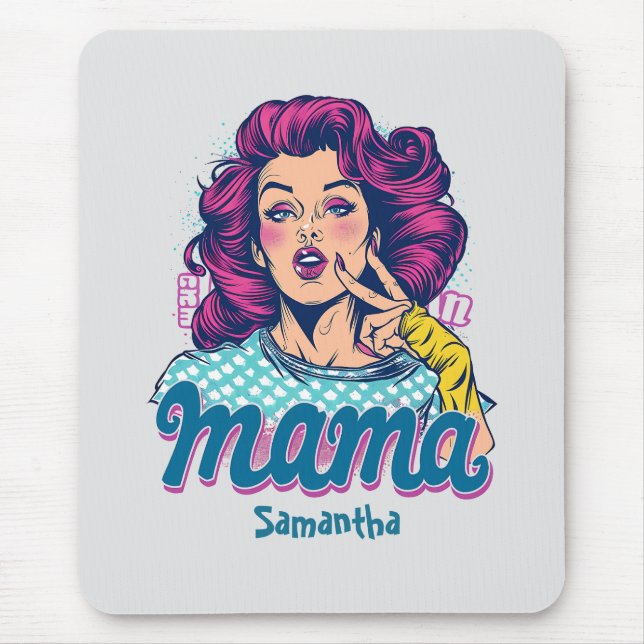 Tapis De Souris Personnalisé Retro Mama Pop Art (11) (Devant)