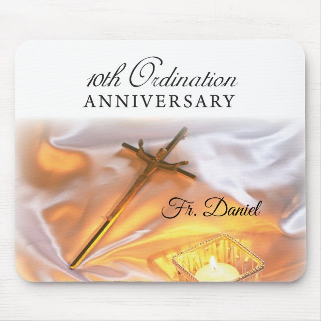 Tapis De Souris Personnaliser, 10e anniversaire d'ordination, Croi (Devant)