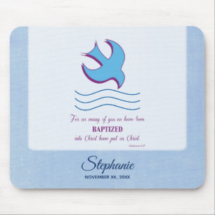 Tapis De Souris Personnaliser, Colombe de baptême adulte sur fond 