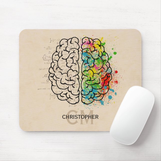 Tapis De Souris Personnaliser Le Cerveau Humain Gauche Et Droite (Avec souris)
