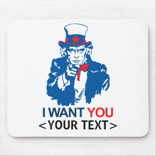 TAPIS DE SOURIS PERSONNALISER ONCLE SAM VEUT VOUS, <YOUR TEXT>