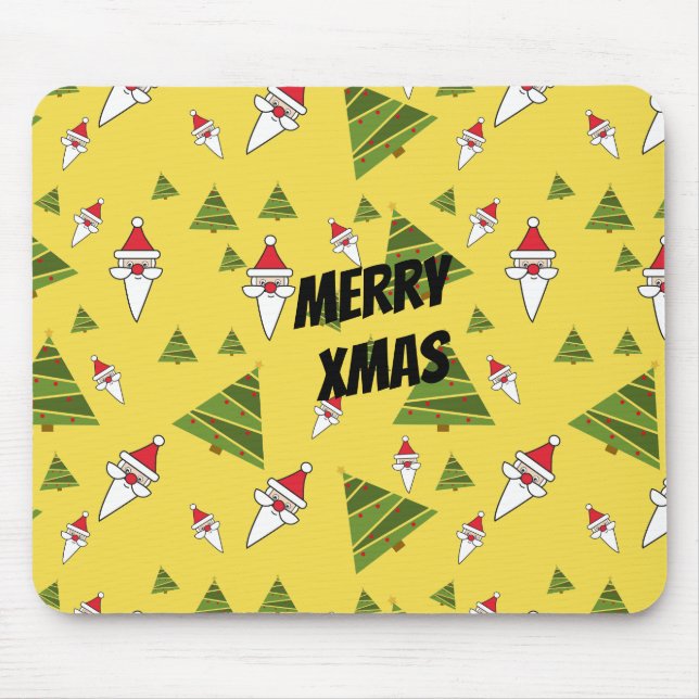 Tapis De Souris Personnaliser Père Noël et sapin de Noël (Devant)
