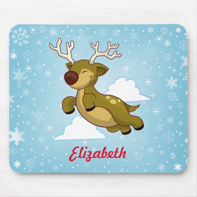 Tapis De Souris Personnalisez le renne volant de Noël (Devant)