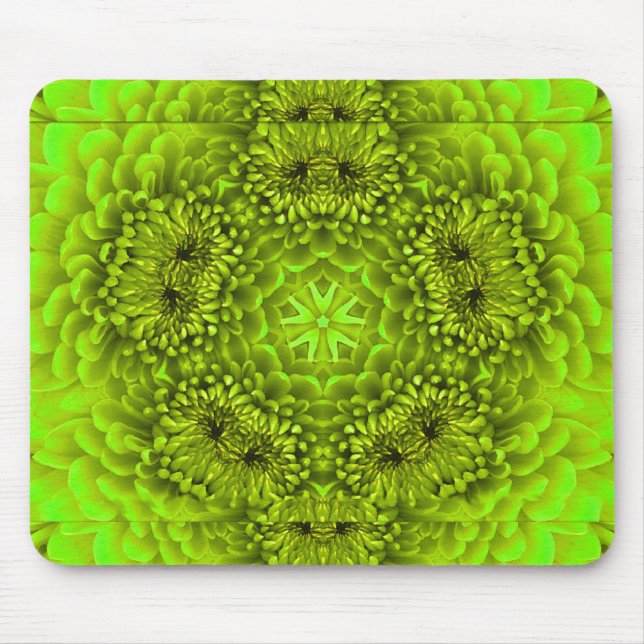 TAPIS DE SOURIS PÉTALES DE FLEURS DE DAHLIA VERTES (Devant)