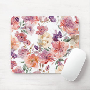 Tapis De Souris Pétales de pêche Fleurs aquarelle Botanique Florai