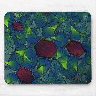 Tapis De Souris Pétales virtuels entaillés bleus, hexagone feuillu