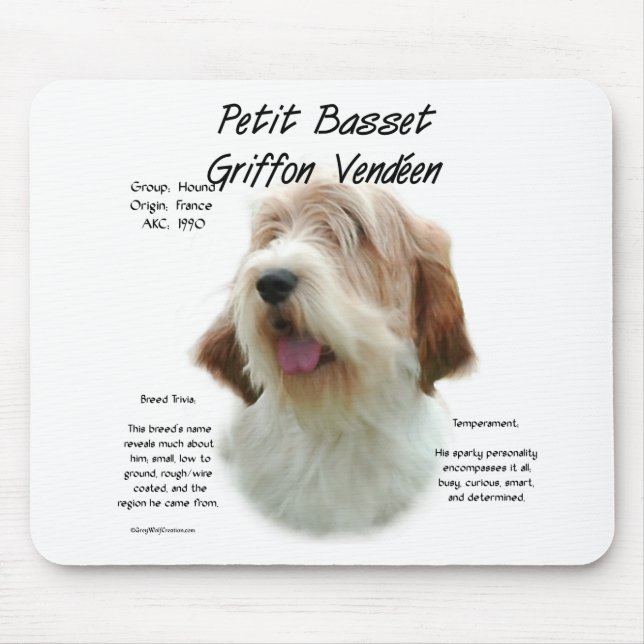 Tapis De Souris Petit Basset Griffon Vendeen Histoire Design (Devant)