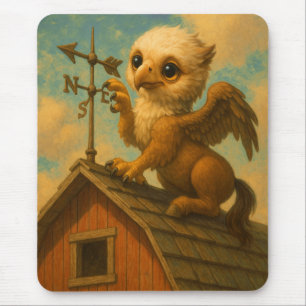 Tapis De Souris Petit bébé gros oeil hippogriff drôle imaginaire a