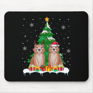 Tapis De Souris Petit Chien de prairie Feux de Noël Père Noël Rein