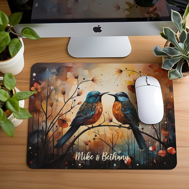 Tapis De Souris Petit Mousepad, Deux Inséparables, (Créateur téléchargé)