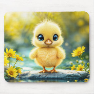 Tapis De Souris Petit oiseau doux prés jaune fleurs