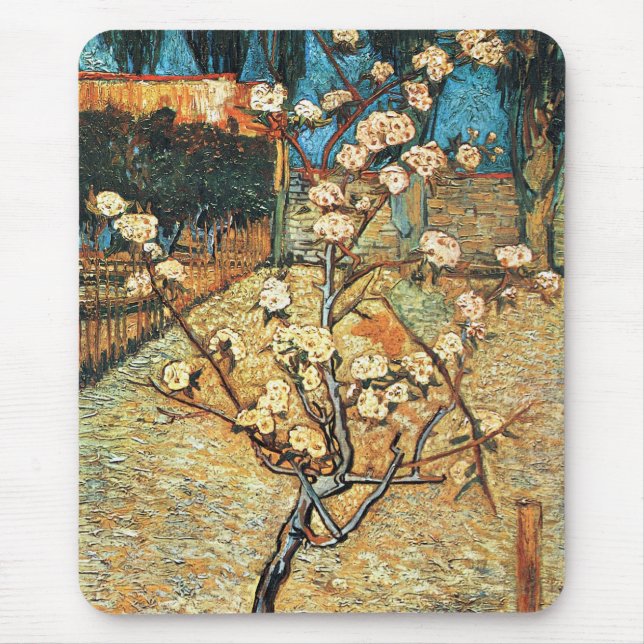 Tapis De Souris Petit poirier en fleurs par Vincent van Gogh (Devant)