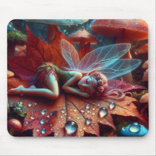 Tapis De Souris Petite fée Whimsical dormant sur une feuille