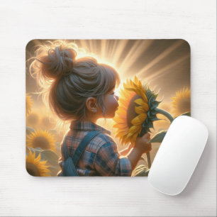 Tapis De Souris Petite fille au tournesol