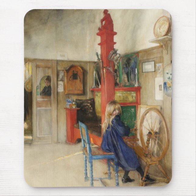 Tapis De Souris Petite fille vintage à roue tournante (Devant)