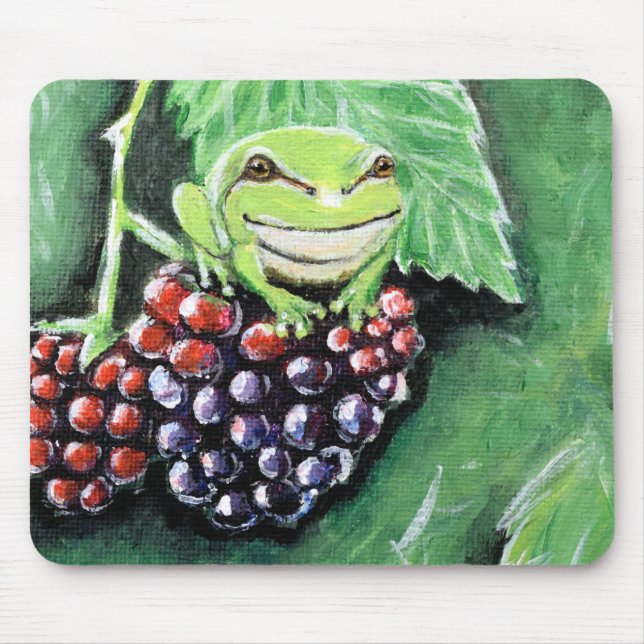 Tapis De Souris Petite grenouille d'arbre sur une peinture de Blac (Devant)