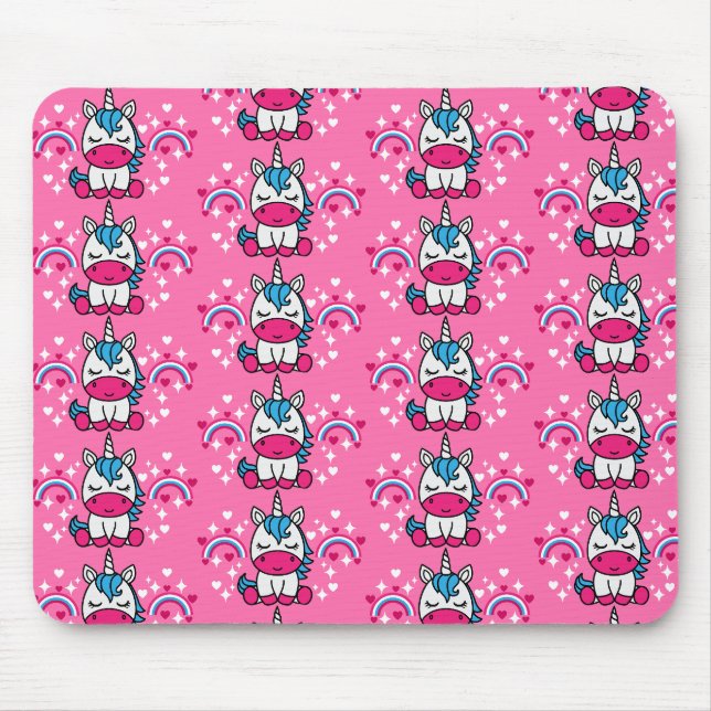 Tapis De Souris Petites Filles Pink Unicorn Pony (Devant)