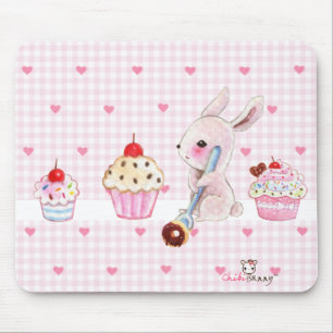 Tapis De Souris Petits gâteaux mignons de lapin et de kawaii