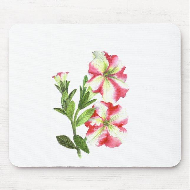 Tapis De Souris Pétunias rose et blanc Art Floral (Devant)