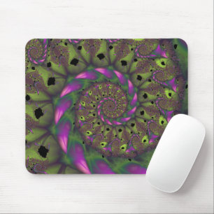 Tapis De Souris Peur   Art fractal vert et violet