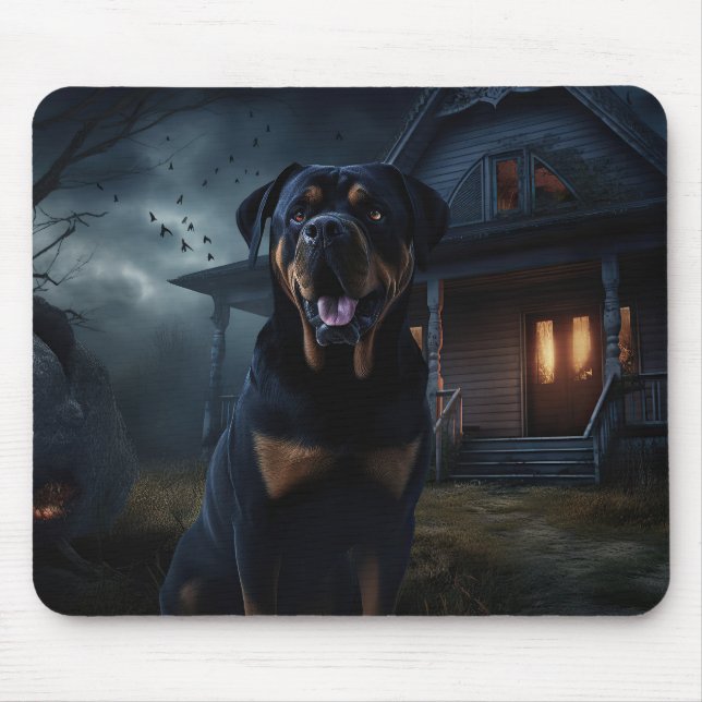 Tapis De Souris Peur d'Halloween Rottweiler (Devant)