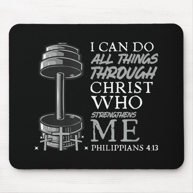 Tapis De Souris Peut Faire Tout Weightlifter Gym Bible chrétienne (Devant)