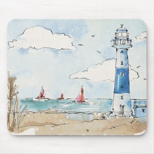 Tapis De Souris Phare bleu et blanc (Devant)