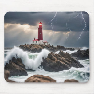 Tapis De Souris Phare Dans Une Tempête