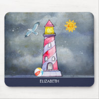 Phare d'aquarelle rouge