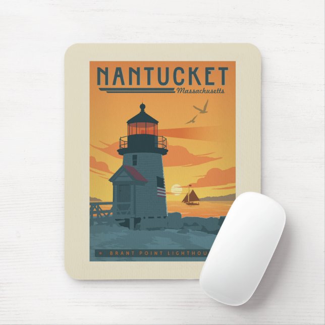 Tapis De Souris Phare de Brant Point | Nantucket MA (Avec souris)