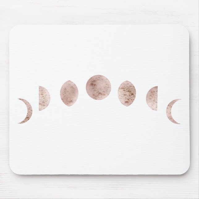 Tapis De Souris Phases de la lune rose Rose Boho minima moderne (Devant)