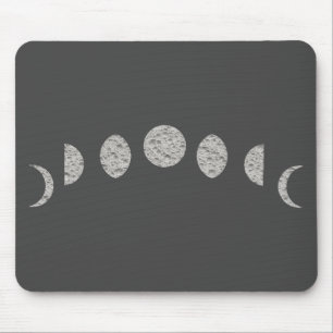 Tapis De Souris Phases de Lune Gris Noir Moderne Minimale