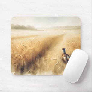 Tapis De Souris Pheasant Automne Dans Le Champ De Blé