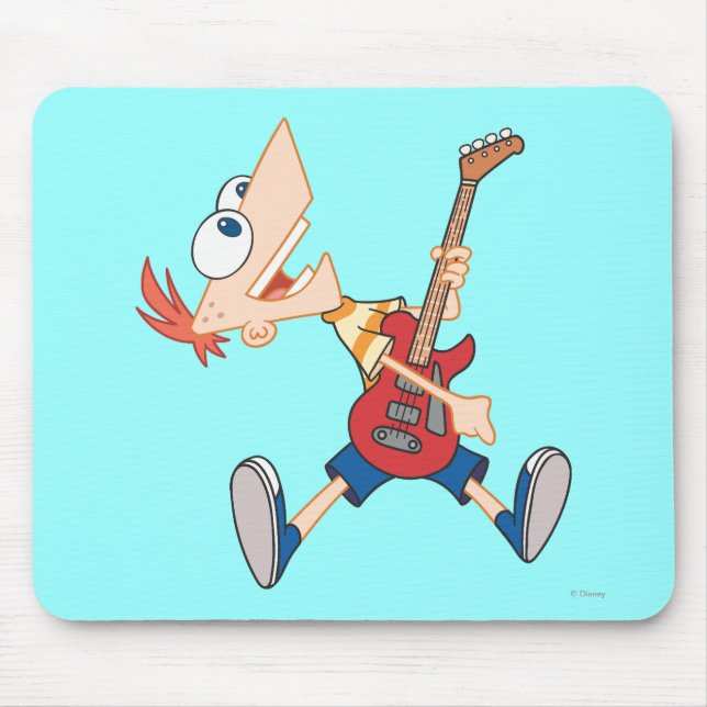 Tapis De Souris Phineas s'arrachent avec la guitare (Devant)