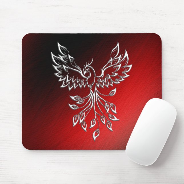 Tapis De Souris Phoenix Blanche se lève Rouge n Cendres Noires (Avec souris)