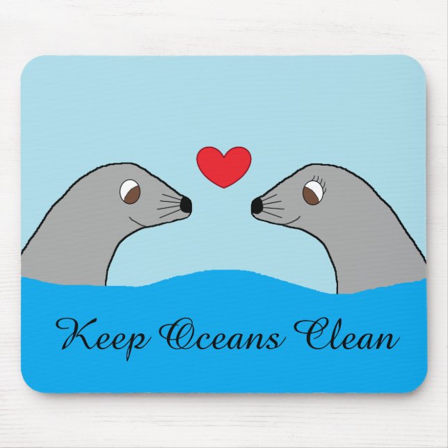 Tapis De Souris Phoques de port en amour (Devant)