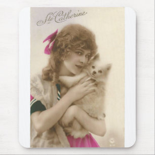 Tapis De Souris Photo antique Victorian Woman and Dog