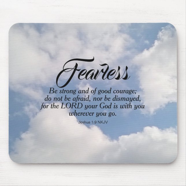 Tapis De Souris Photo Blue Cloudy Sky Be Not Afraid Bible Verse (Devant)
