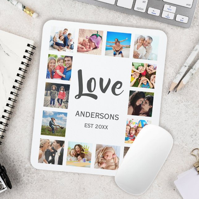 Tapis De Souris Photo Custom Family Collage Personnalité de White (Créateur téléchargé)