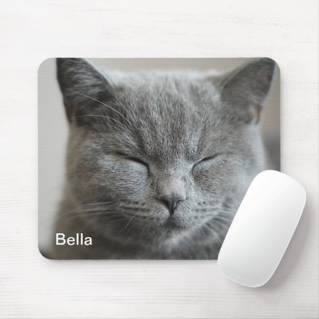 Tapis De Souris Photo Cute Gray Kitty Visage (Avec souris)